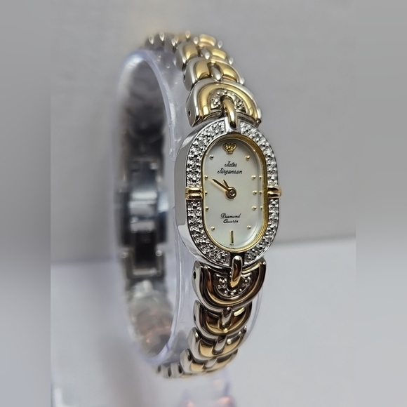 Womens Jules Jurgensen Diamond Watch Gold Silver Two Toned Bracelet New Battery - Picture 3 of 10